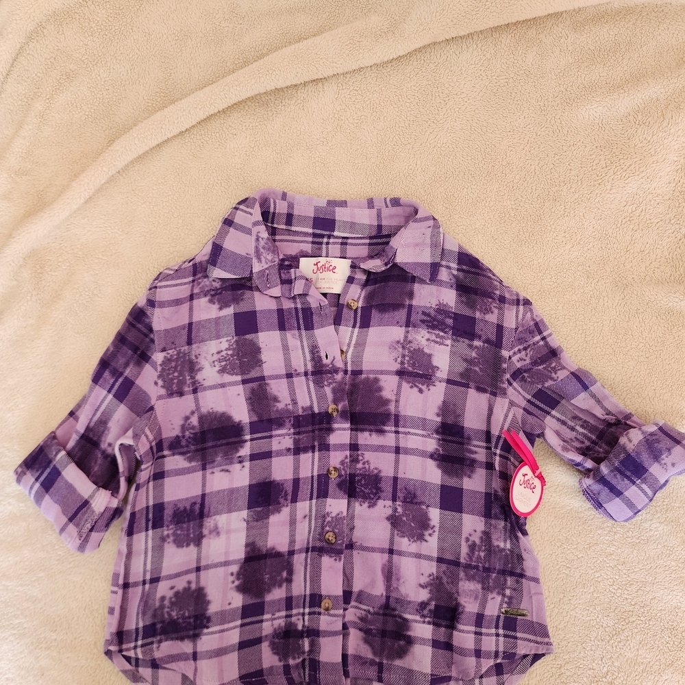 Justice Purple Plaid Kids Shirt